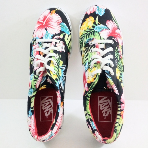 Vans Authentic Hawaiian Floral Boys 6.5 Women 8 Black Red Skateboarding Shoes - Picture 6 of 8